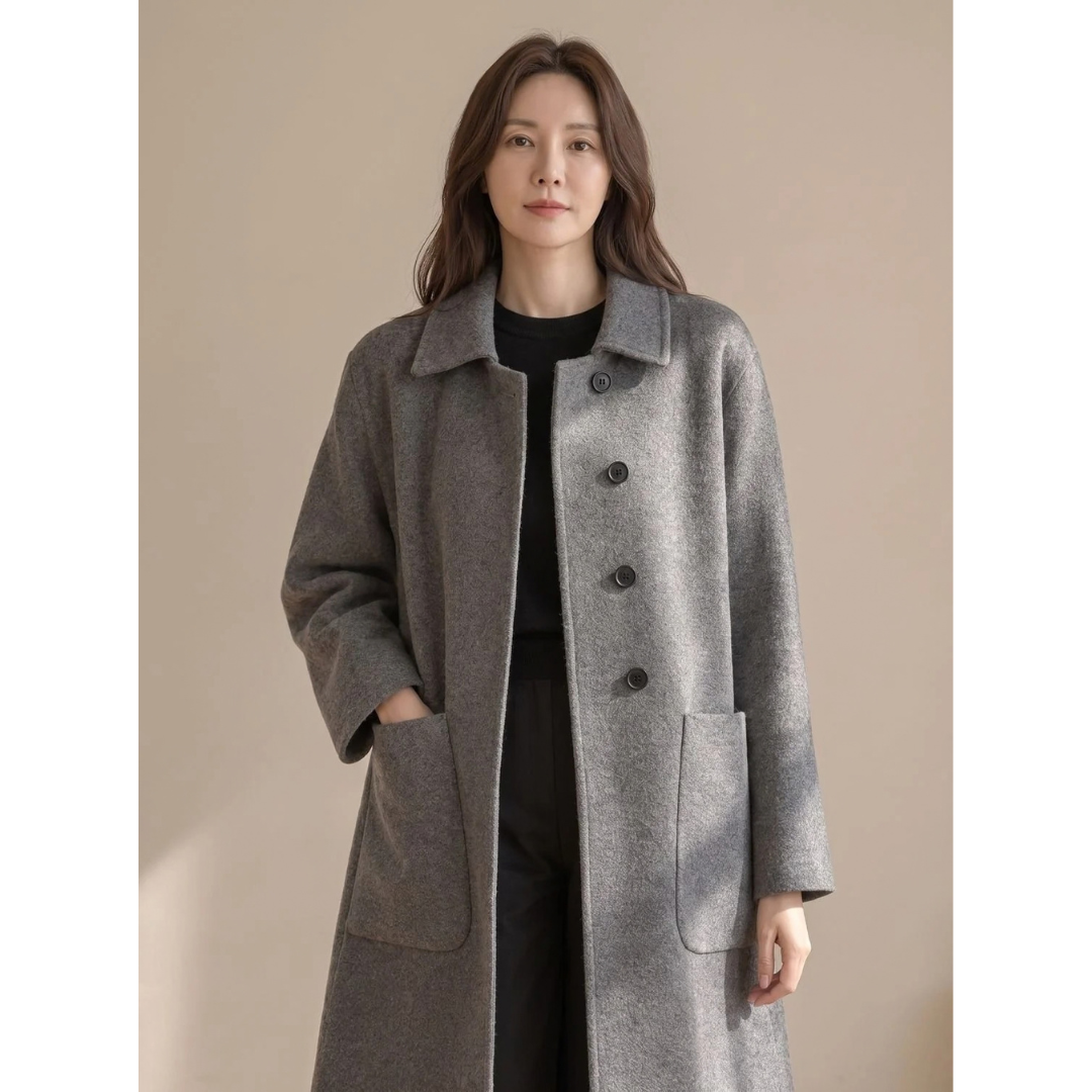 Ursula | Damen Wollmantel mit Oversize Design und Taschen