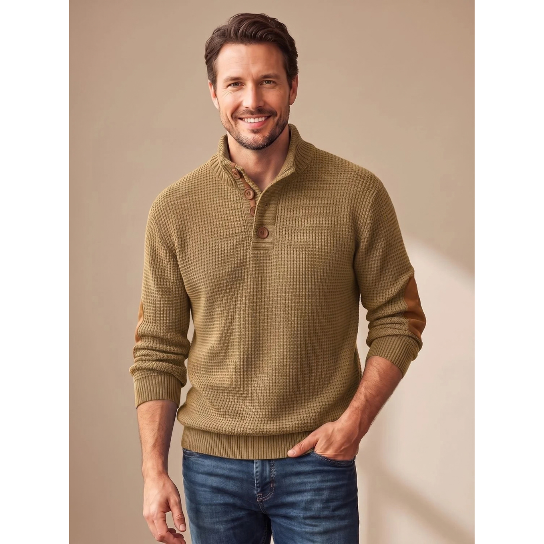 Alexander | Herren Pullover mit Stehkragen und Knöpfen