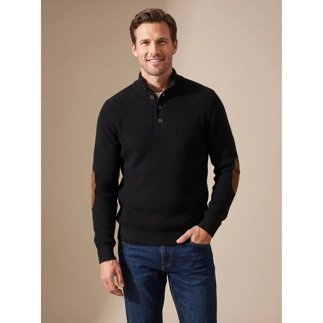 Alexander | Herren Pullover mit Stehkragen und Knöpfen