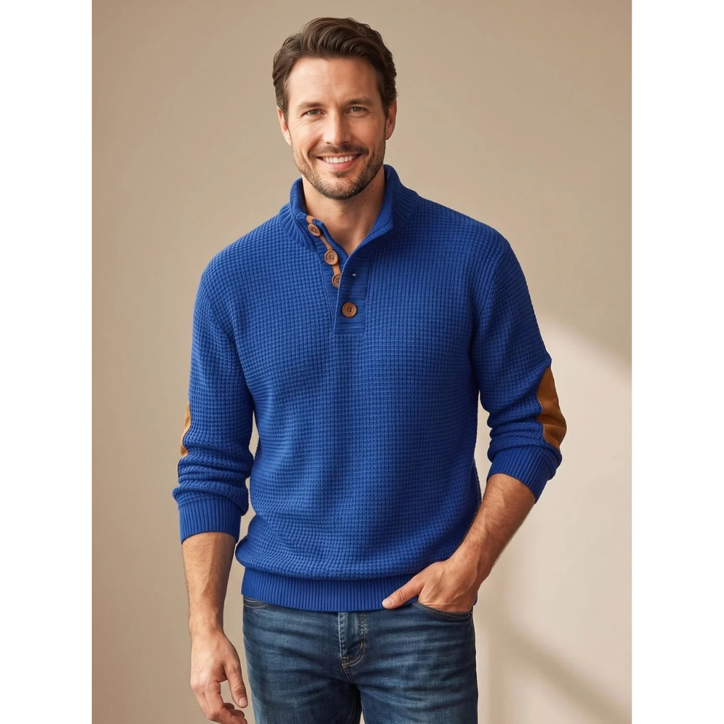 Alexander | Herren Pullover mit Stehkragen und Knöpfen