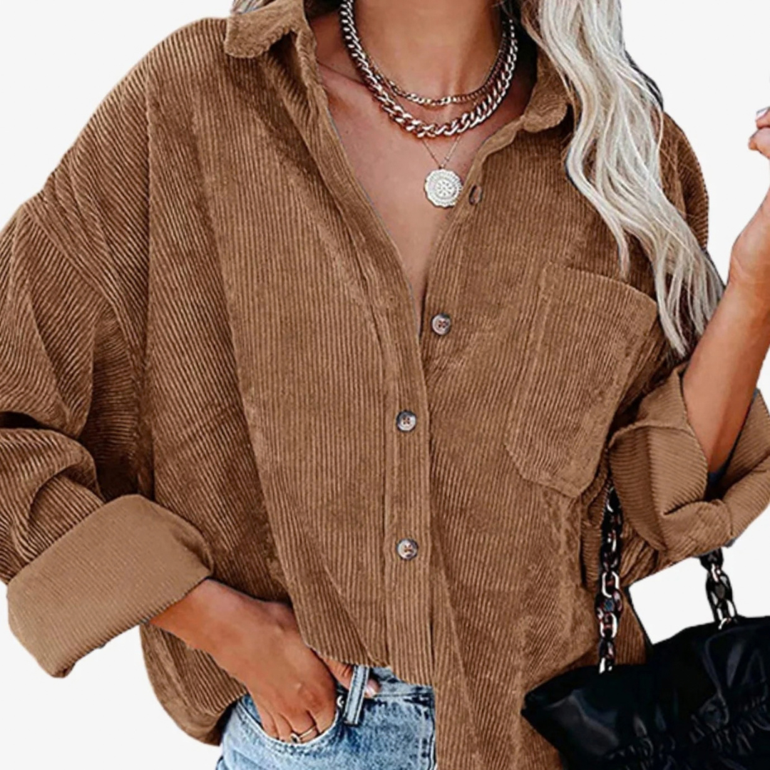 Amalia | Damen Jacke mit Cord Design und Knöpfen