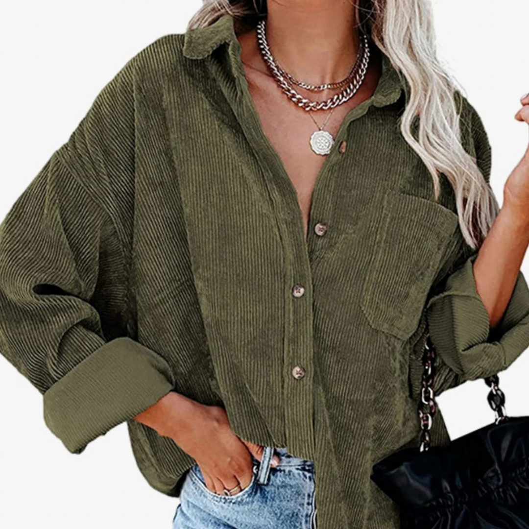 Amalia | Damen Jacke mit Cord Design und Knöpfen