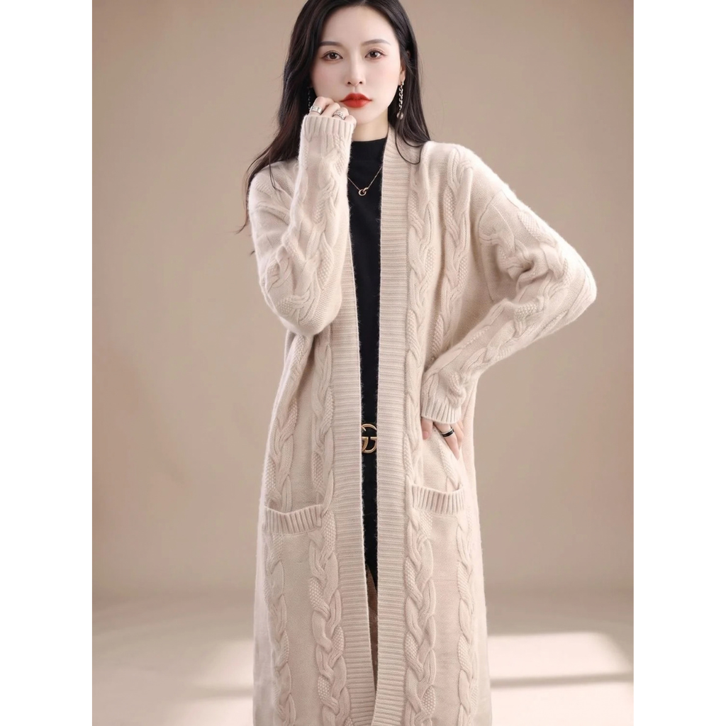 Amelie | Damen Strickjacke mit offener Front und Streifen Design