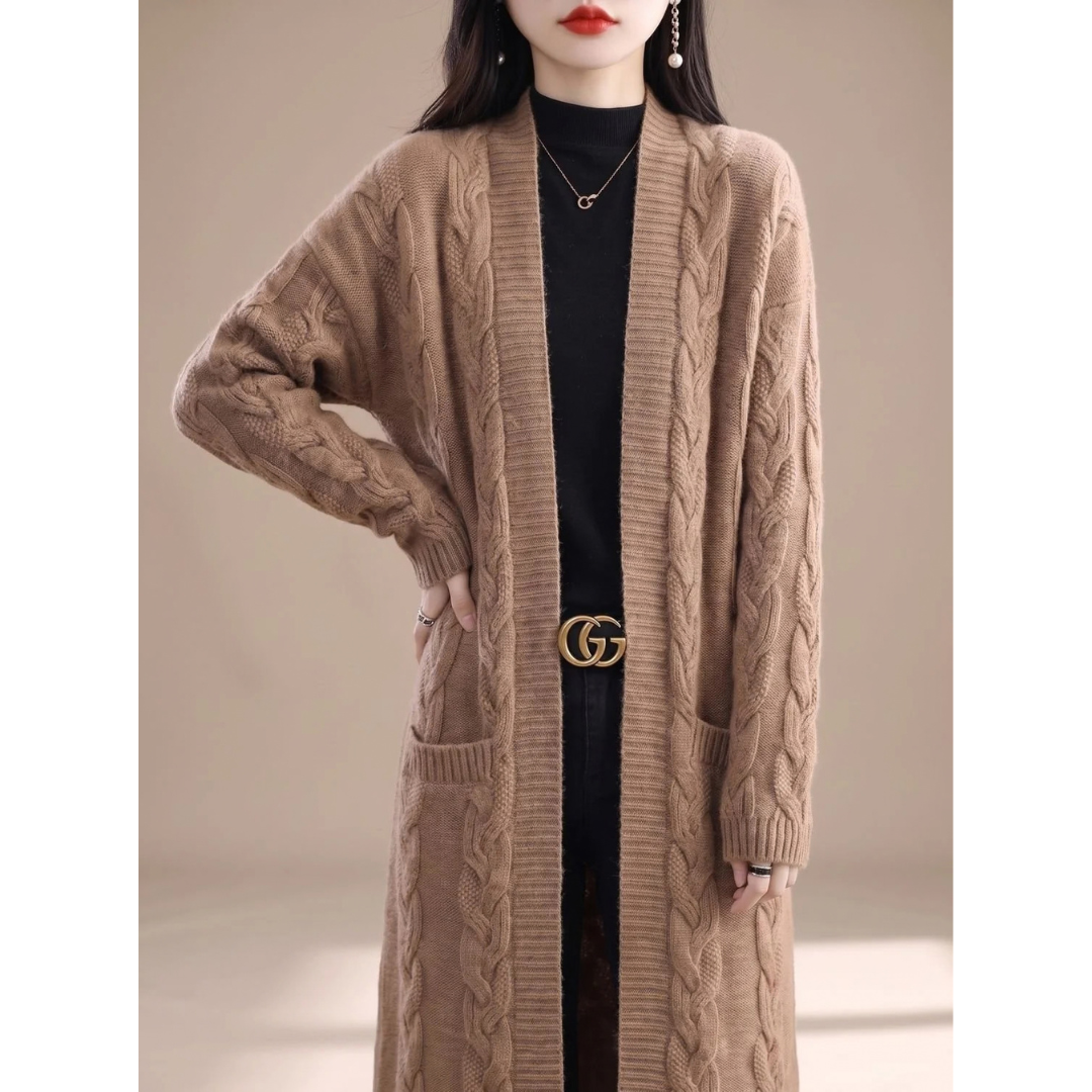 Amelie | Damen Strickjacke mit offener Front und Streifen Design