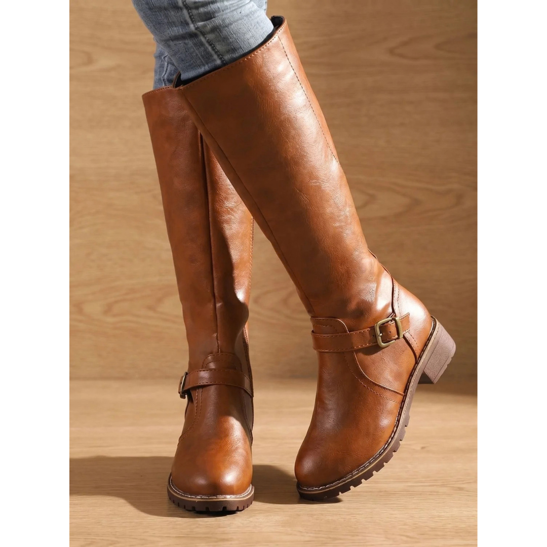 Anja | Damen Stiefel mit Schnalle und Reißverschluss