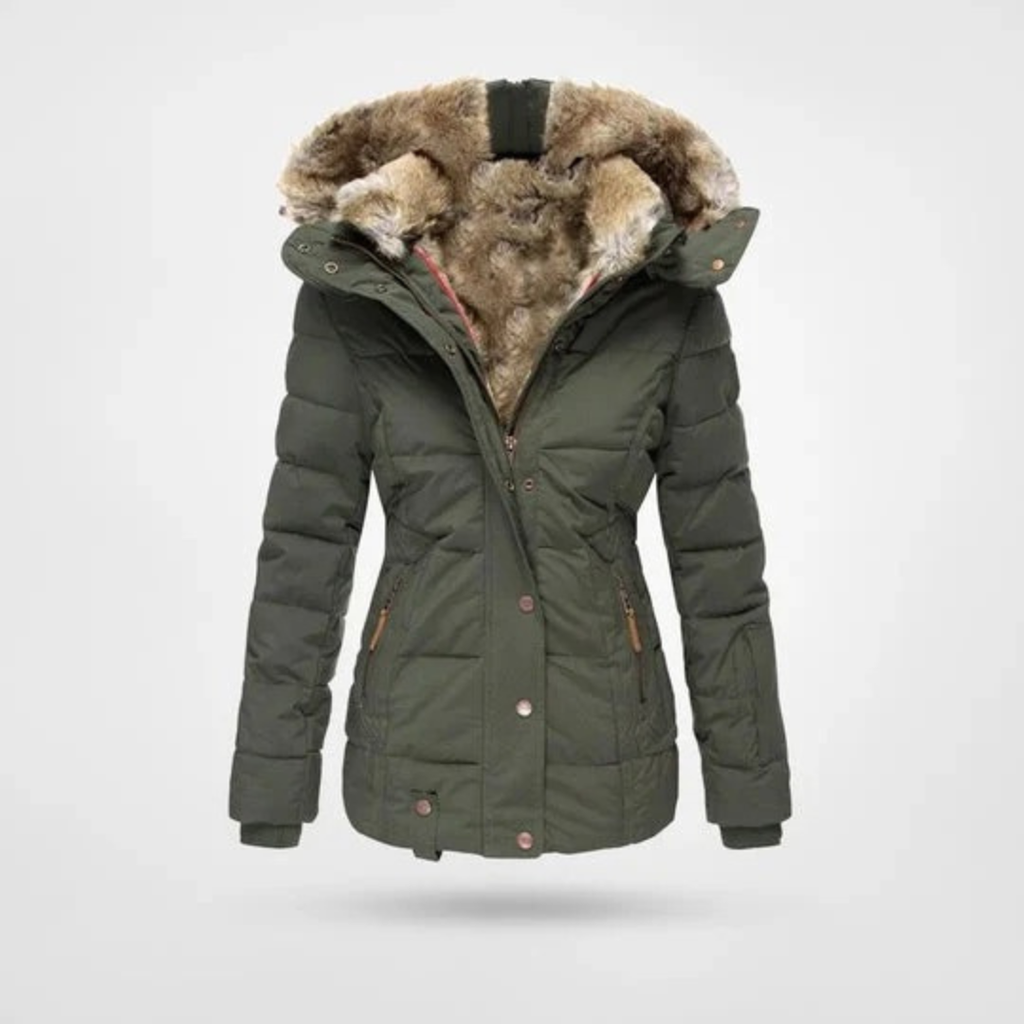 Anja | Damen Winterjacke mit Kapuze und Reißverschluss