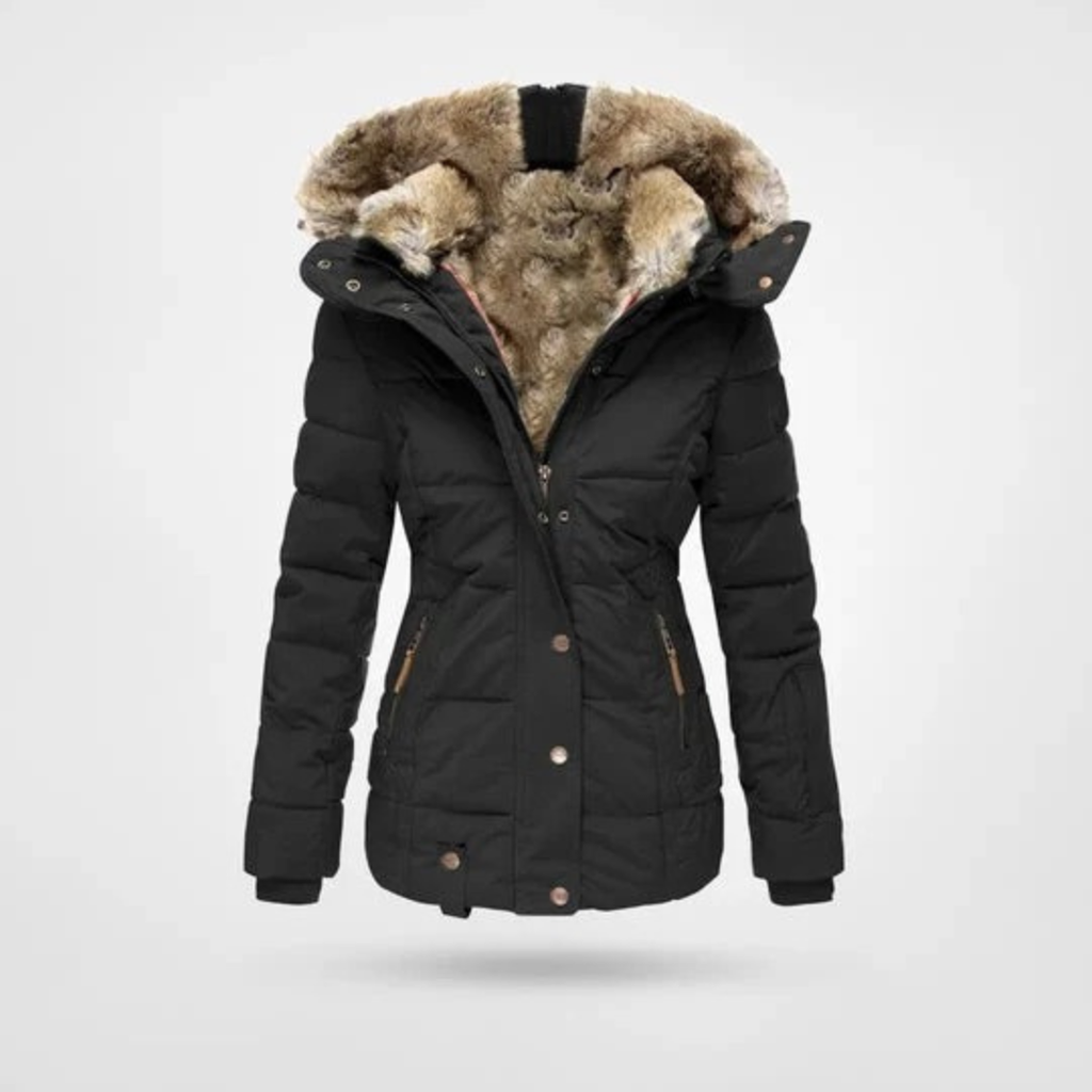 Anja | Damen Winterjacke mit Kapuze und Reißverschluss
