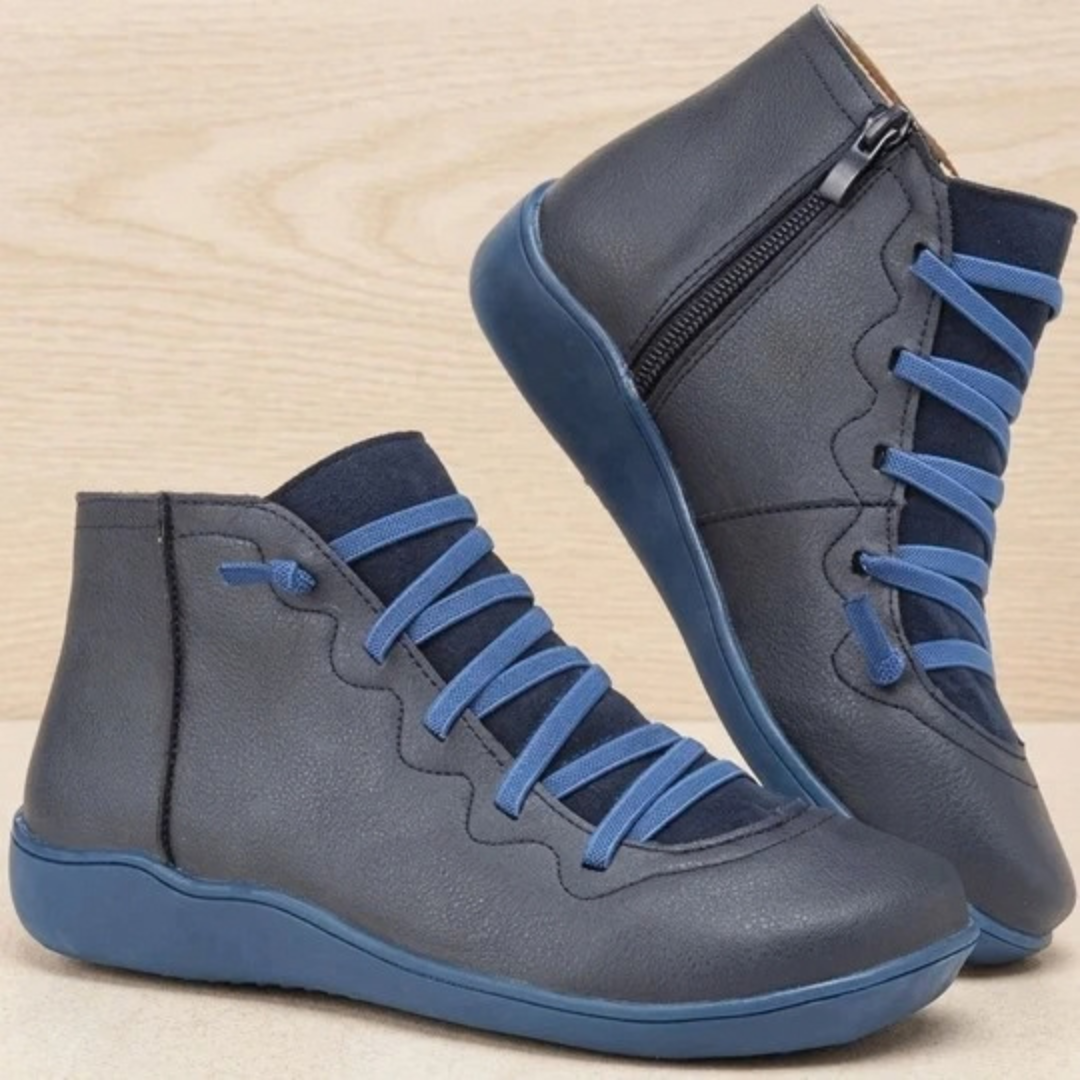Annelie | Damen Orthopädische Stiefeletten mit Reißverschluss und Schnürschuh Design