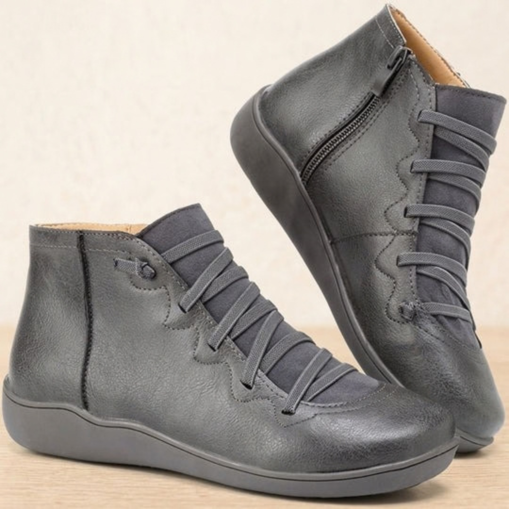 Annelie | Damen Orthopädische Stiefeletten mit Reißverschluss und Schnürschuh Design