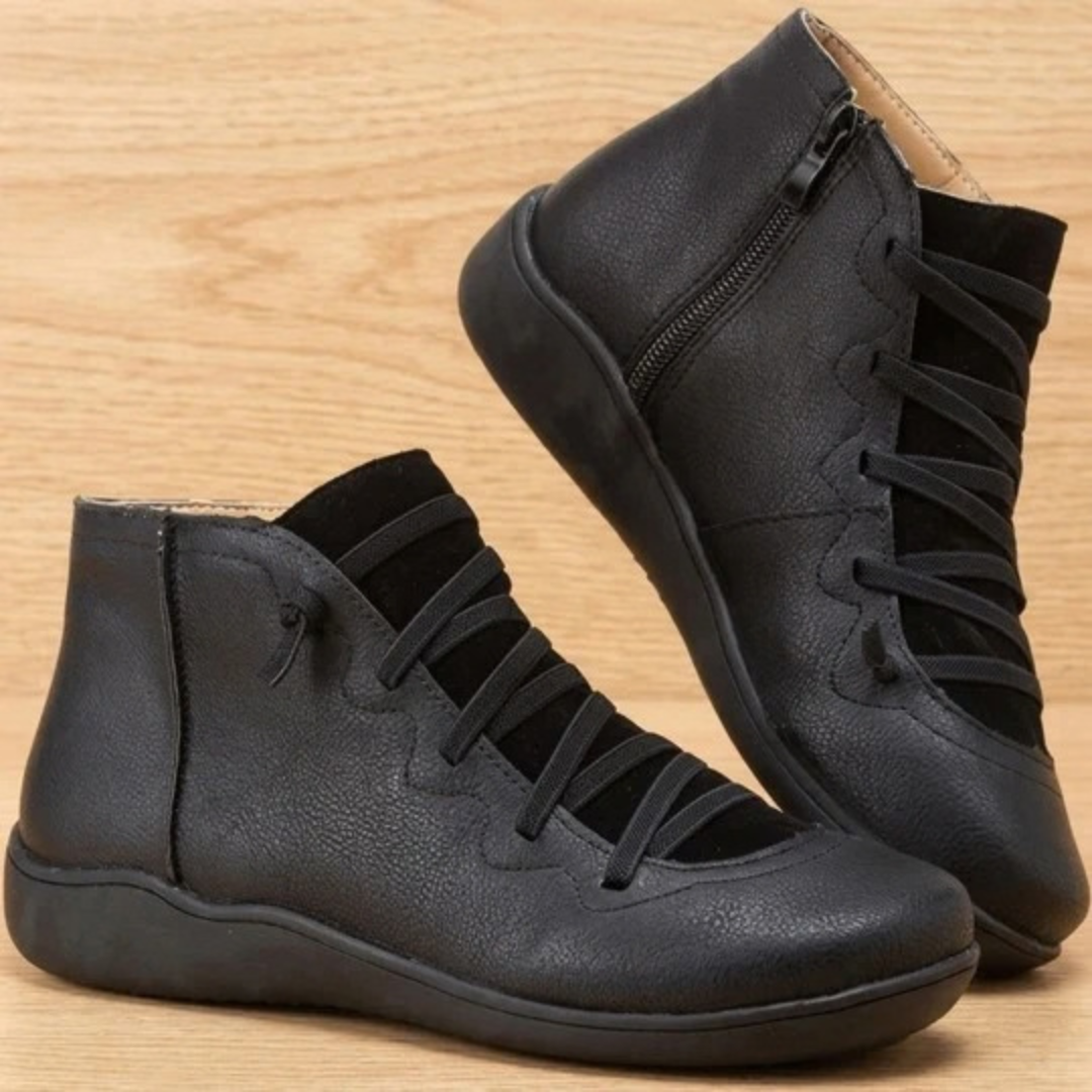 Annelie | Damen Orthopädische Stiefeletten mit Reißverschluss und Schnürschuh Design