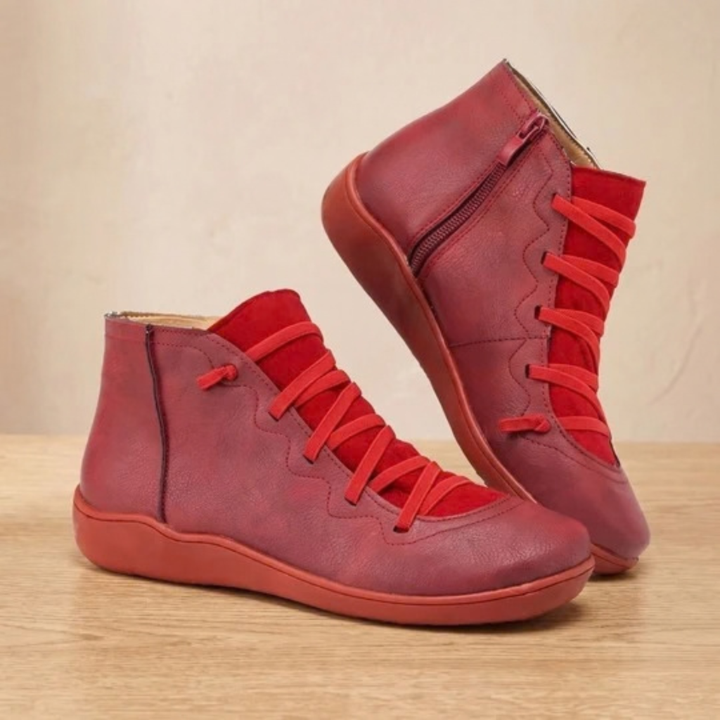 Annelie | Damen Orthopädische Stiefeletten mit Reißverschluss und Schnürschuh Design