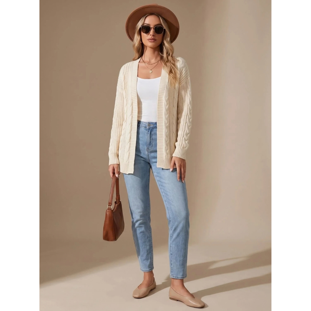 Anneliese | Damen Strickjacke mit offener Front und Langarm