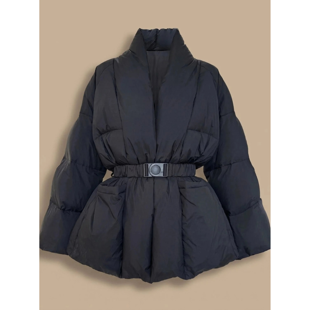 Antje | Damen Puffer Winterjacke mit Gürtel und Oversize Design
