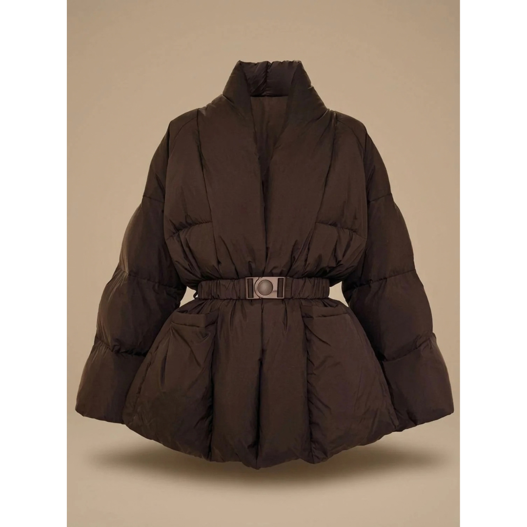 Antje | Damen Puffer Winterjacke mit Gürtel und Oversize Design