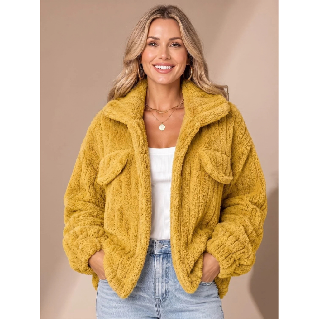 Claudia | Damen Teddy Winterjacke mit Kragen