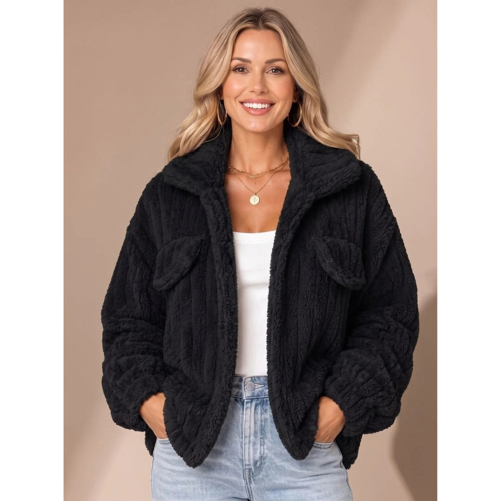 Claudia | Damen Teddy Winterjacke mit Kragen
