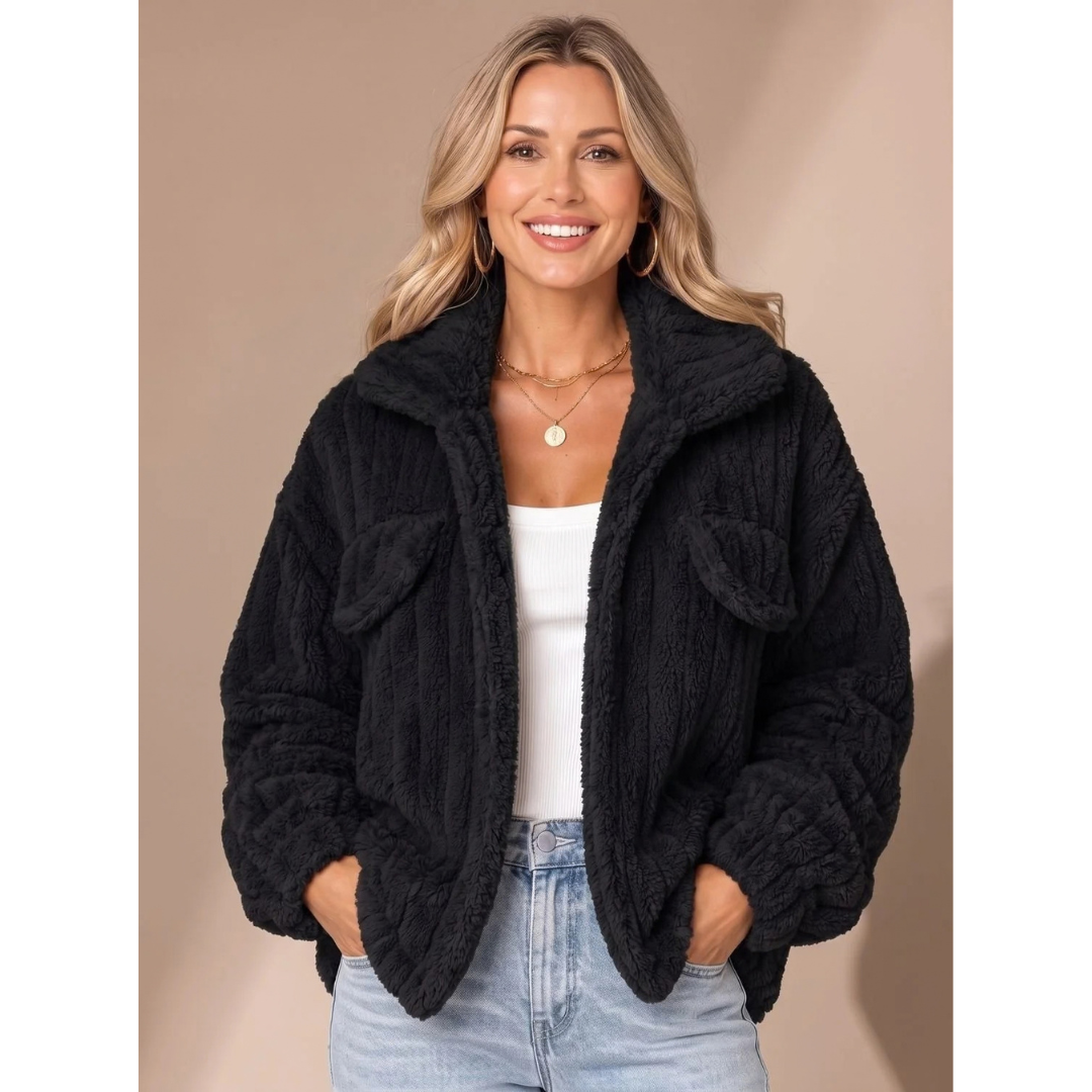Claudia | Damen Teddy Winterjacke mit Kragen
