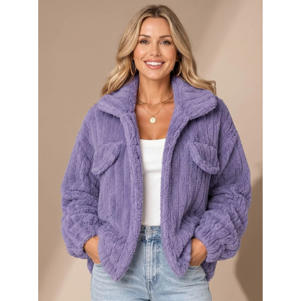 Claudia | Damen Teddy Winterjacke mit Kragen
