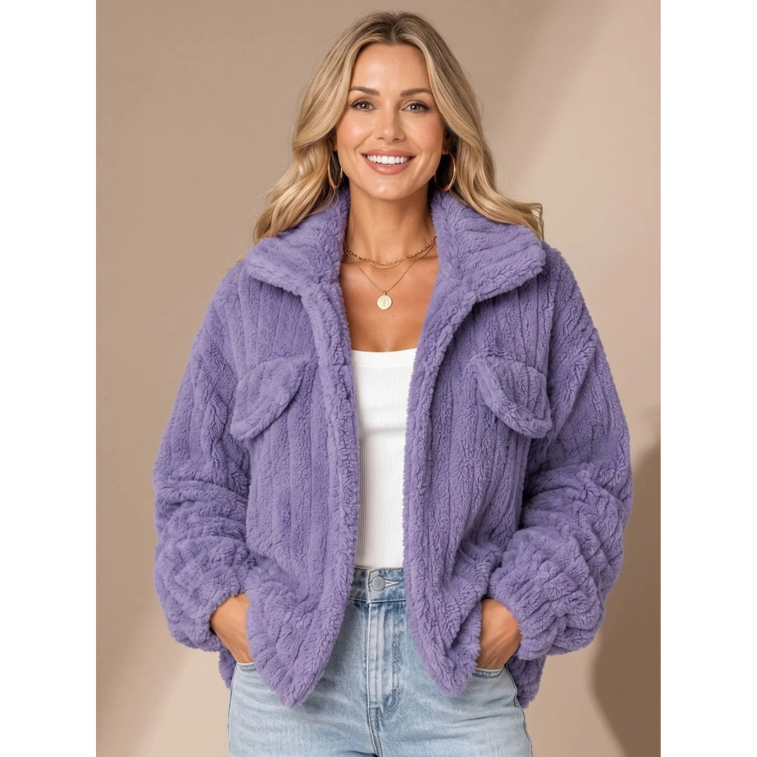 Claudia | Damen Teddy Winterjacke mit Kragen