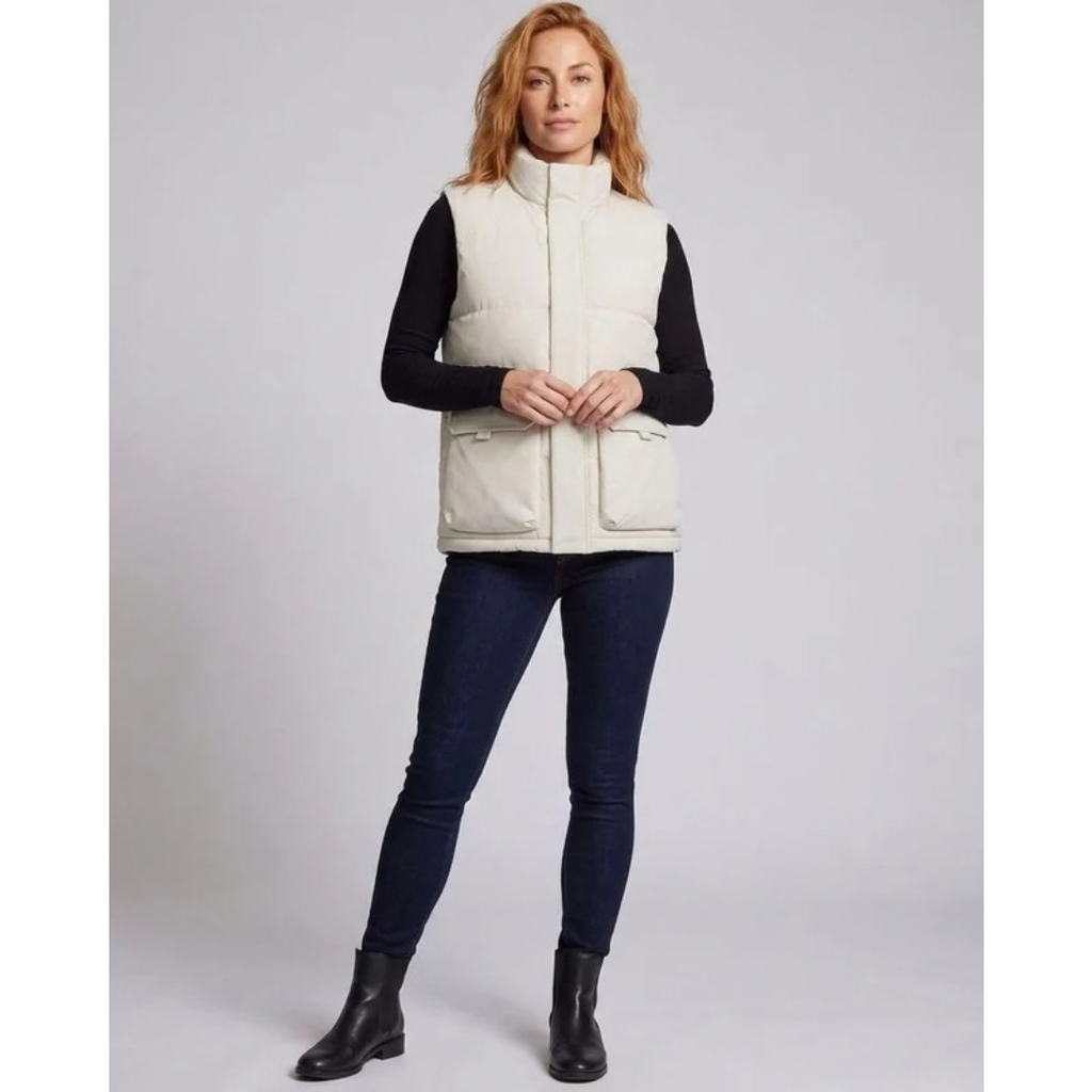 Cornelia | Damen Steppweste Bodywarmer mit Stehkragen und Taschen