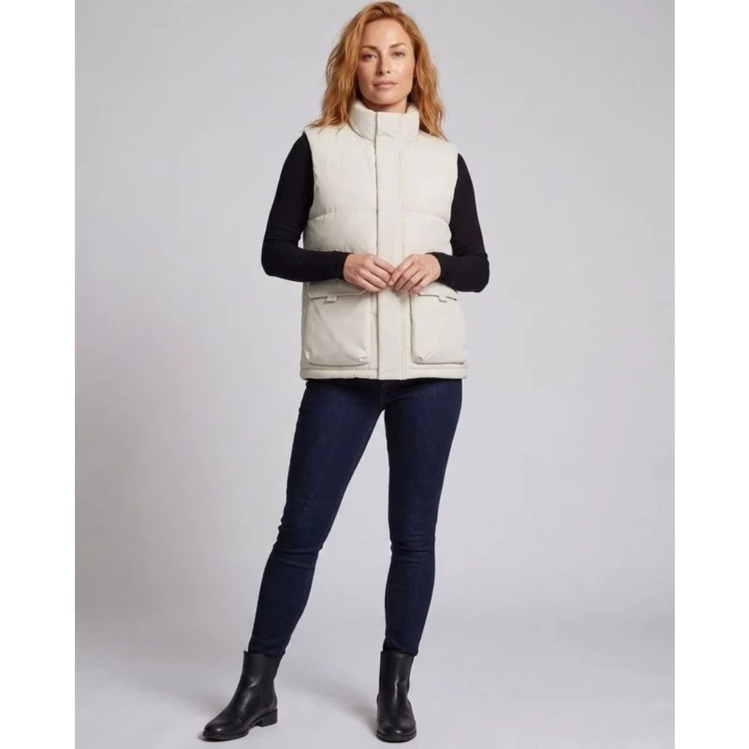 Cornelia | Damen Steppweste Bodywarmer mit Stehkragen und Taschen