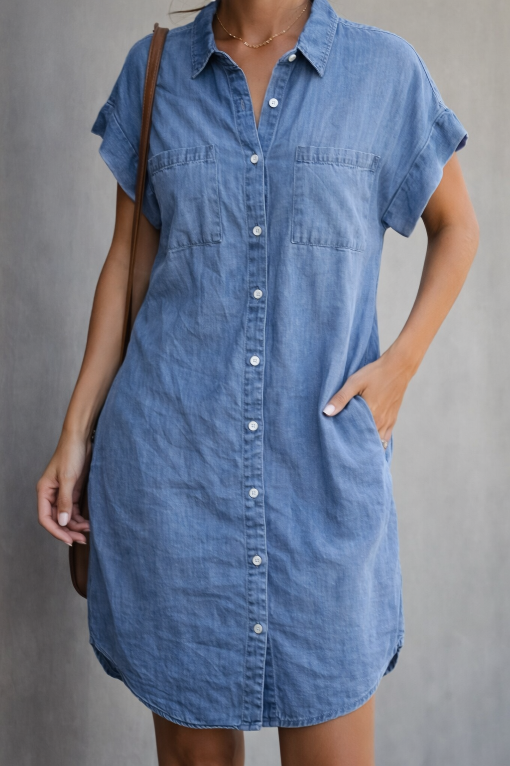 Damen Midi Sommerkleid im Hemdblusenstil | Festlich und Vintage