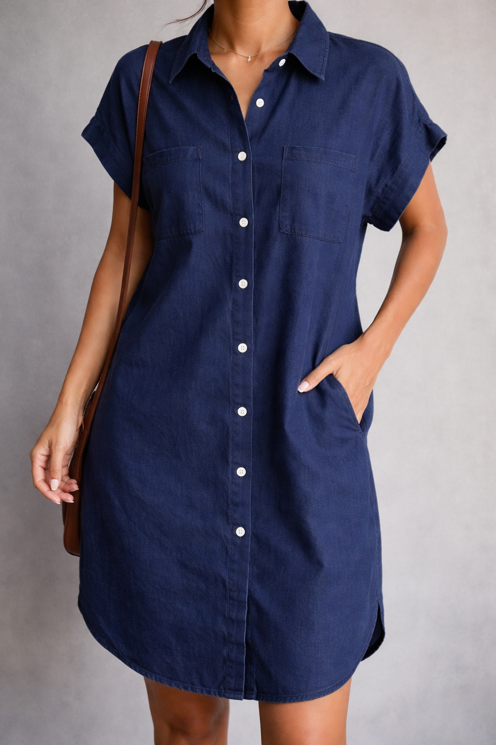 Damen Midi Sommerkleid im Hemdblusenstil | Festlich und Vintage