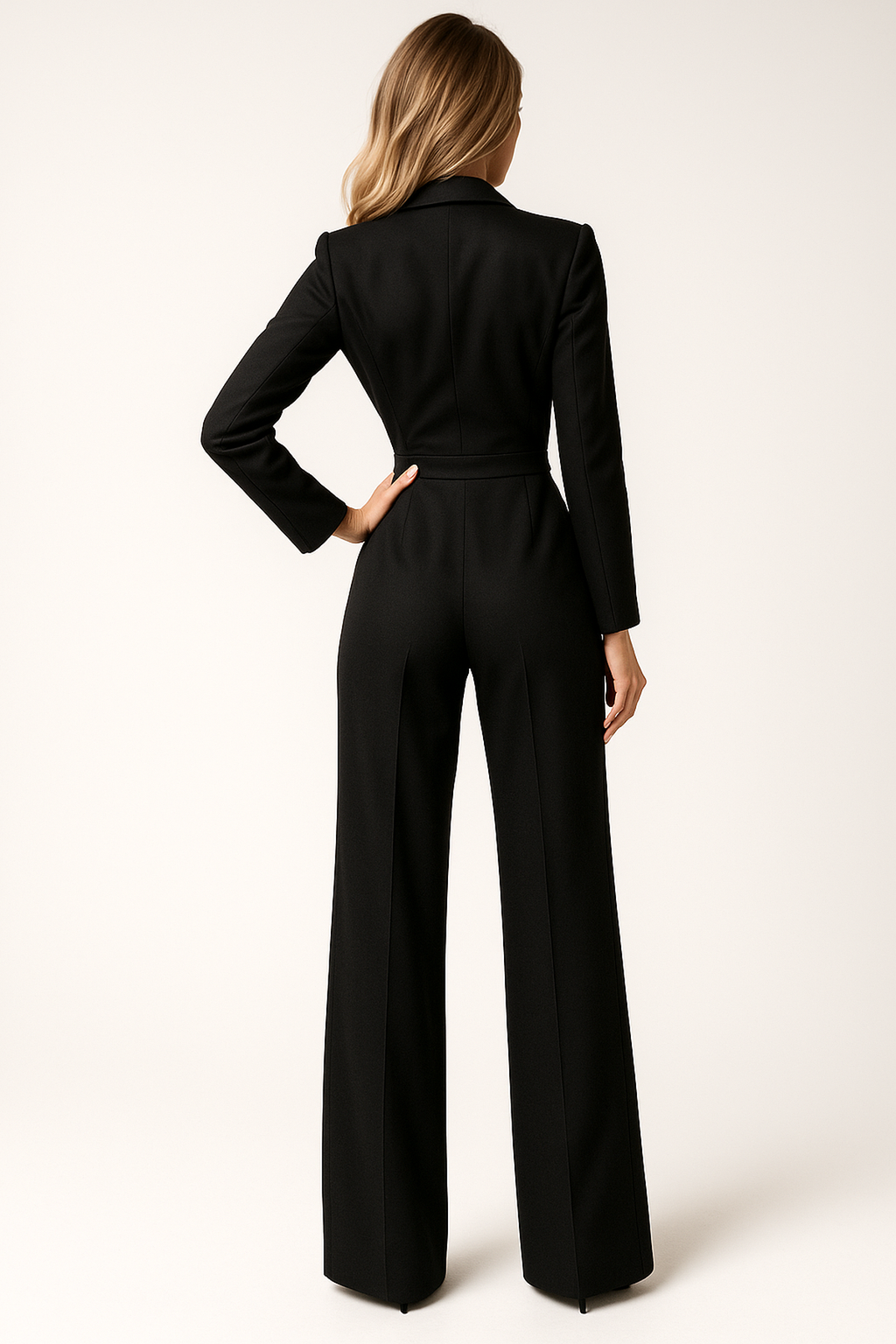 Damen Jumpsuit mit V-Ausschnitt – Eleganter Look & Weites Bein