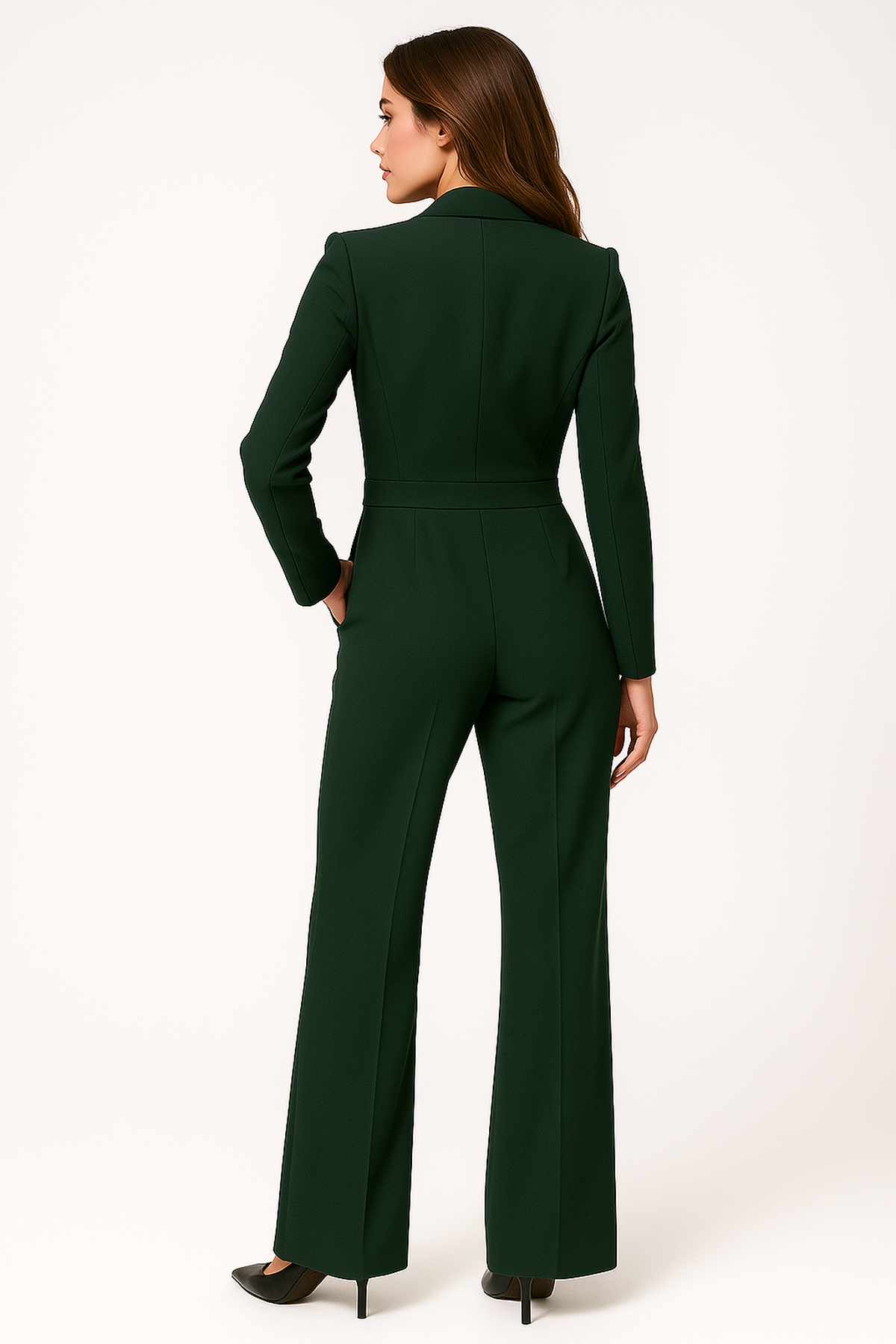 Damen Jumpsuit mit V-Ausschnitt – Eleganter Look & Weites Bein