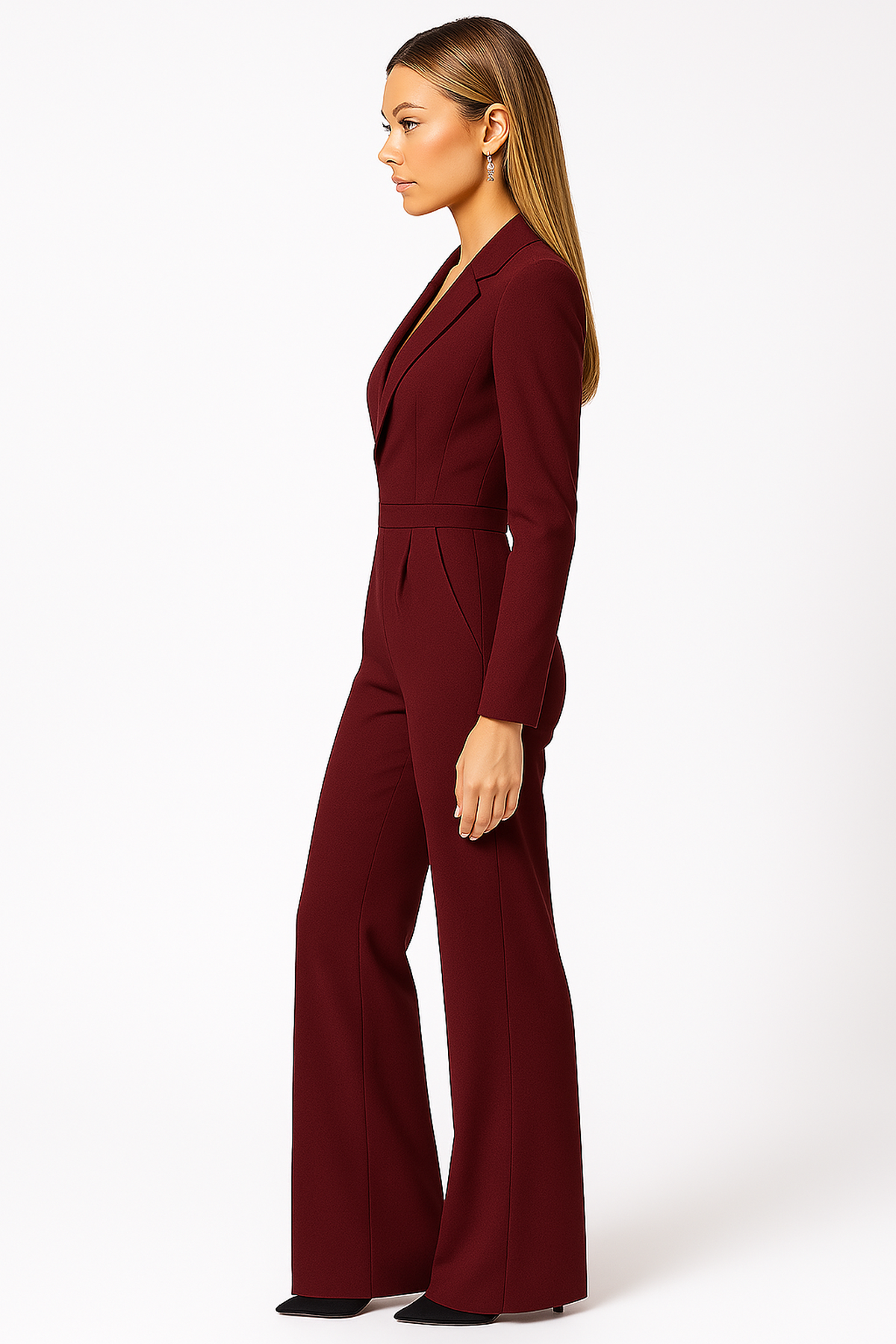 Damen Jumpsuit mit V-Ausschnitt – Eleganter Look & Weites Bein