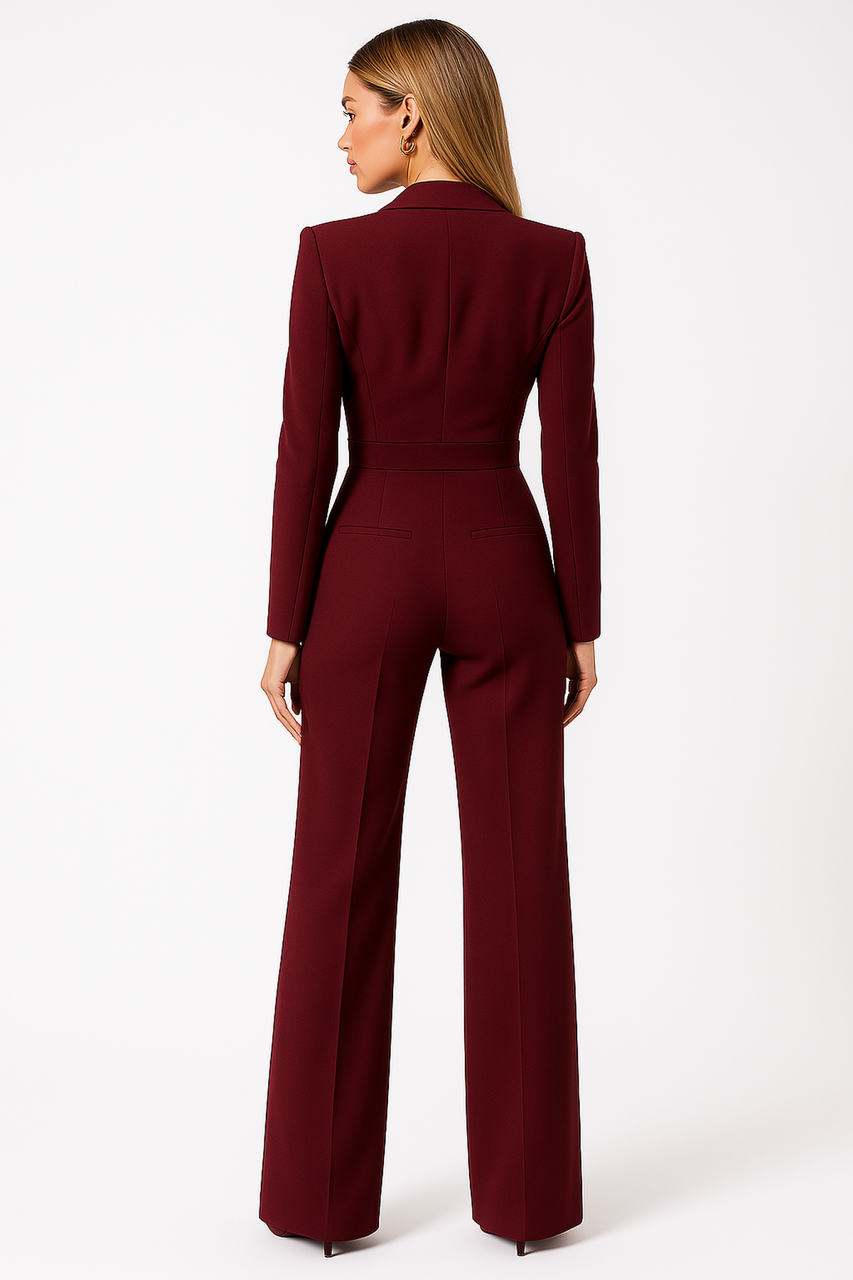 Damen Jumpsuit mit V-Ausschnitt – Eleganter Look & Weites Bein