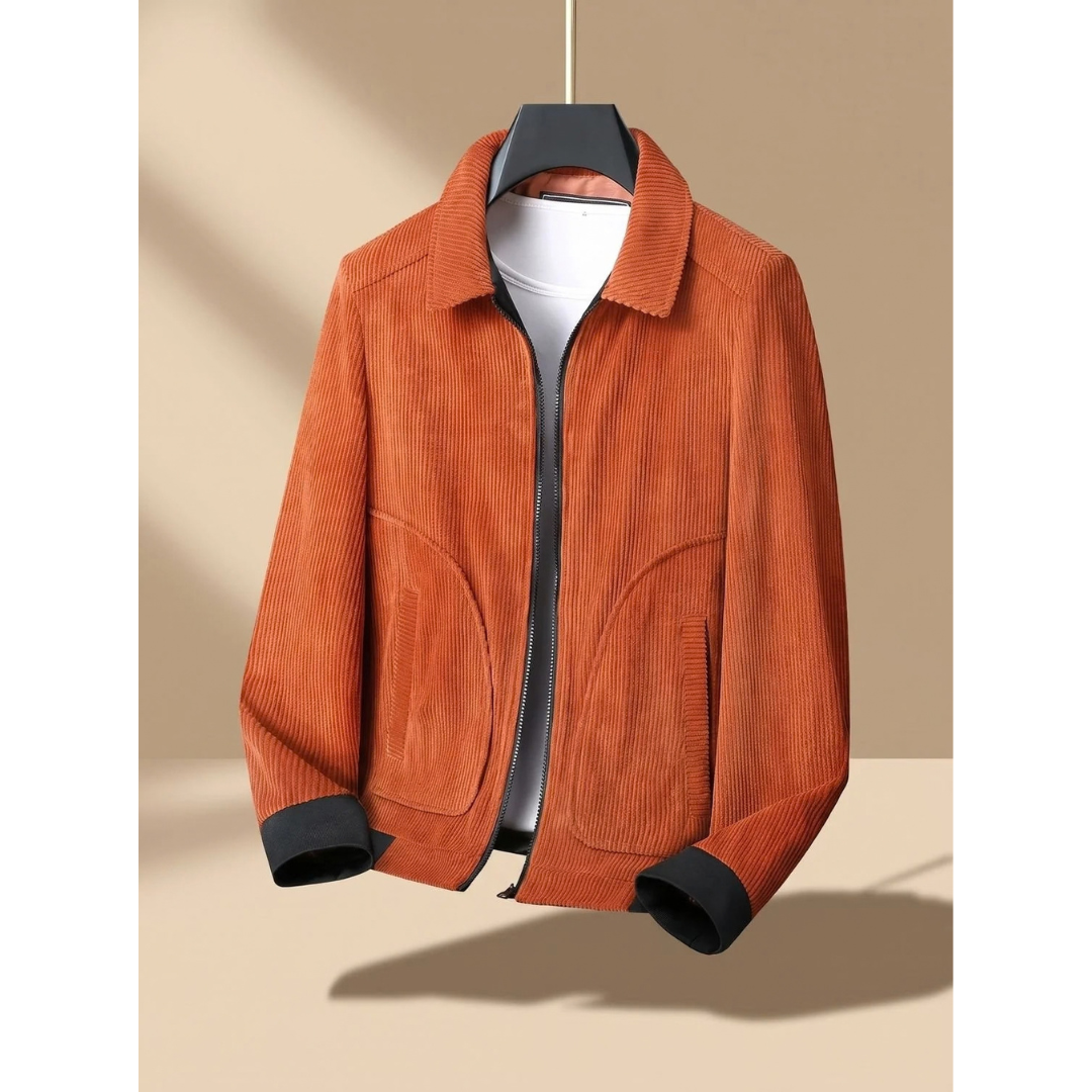 Dieter | Herren Cord Jacke mit Reißverschluss und Kragen