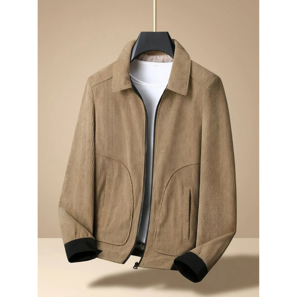 Dieter | Herren Cord Jacke mit Reißverschluss und Kragen
