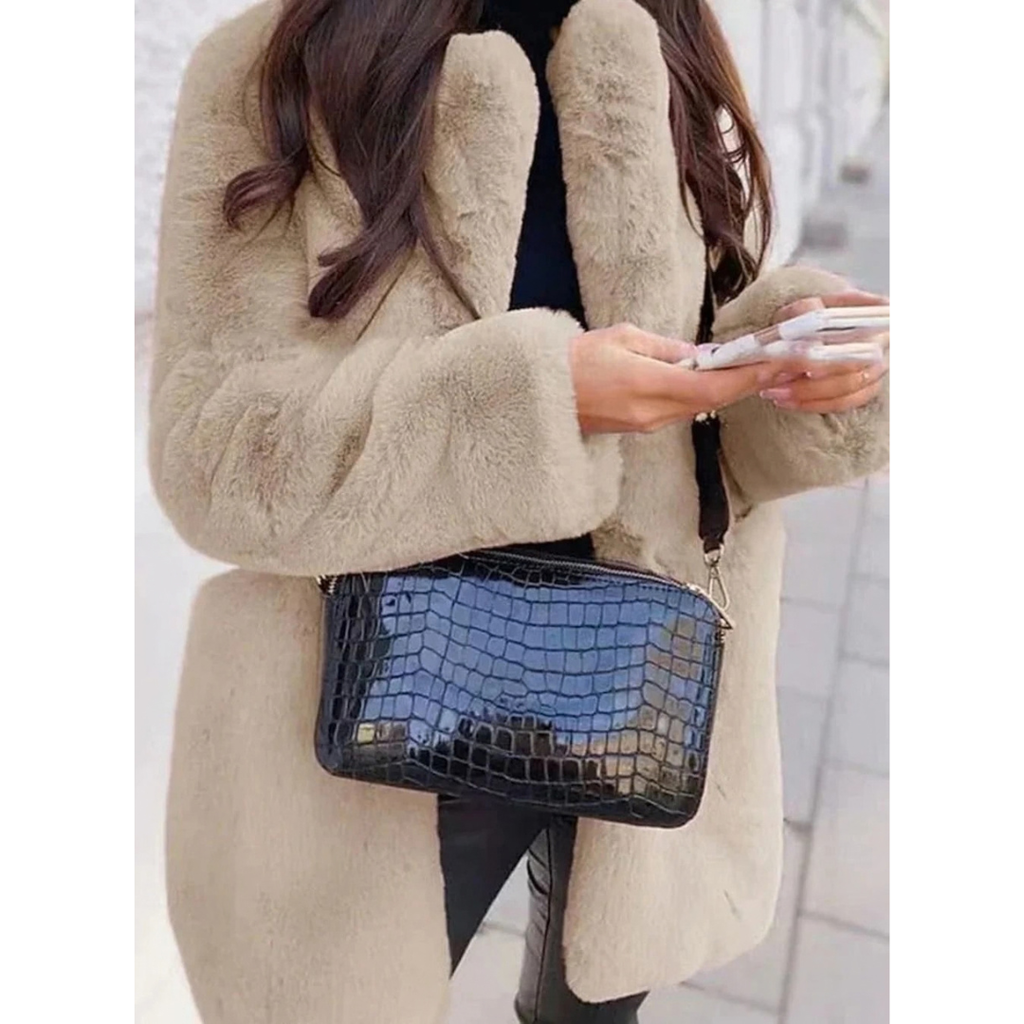 Dorothea | Damen Winterjacke mit Teddy Design und langem Stil
