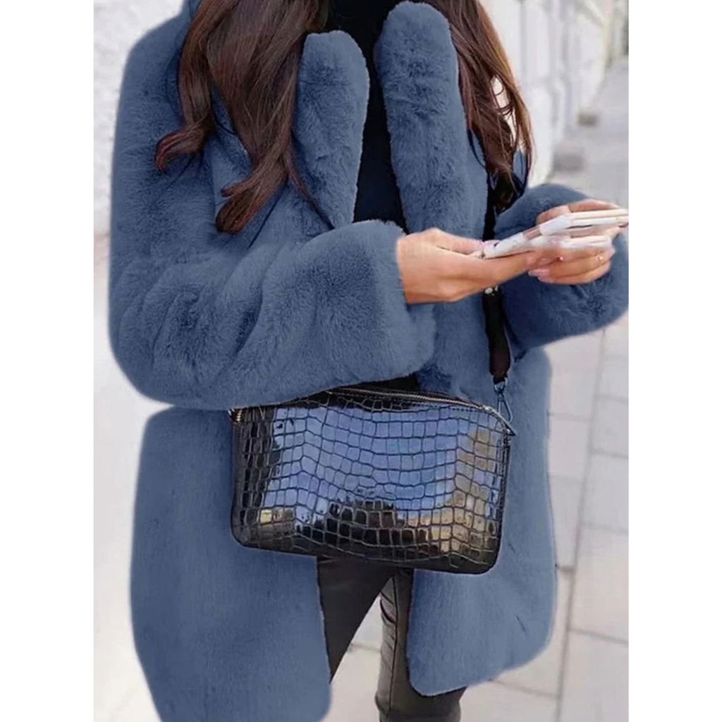 Dorothea | Damen Winterjacke mit Teddy Design und langem Stil