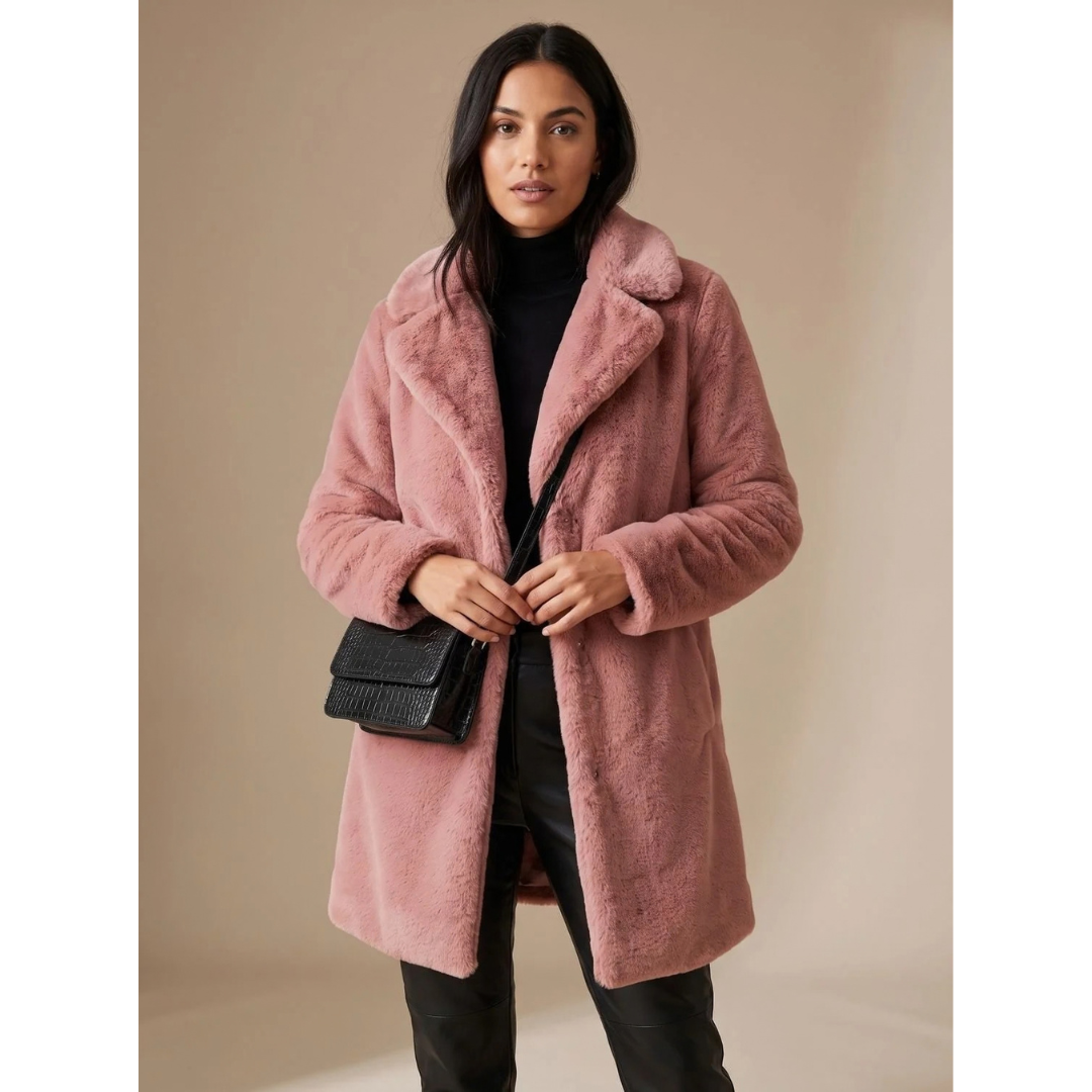 Dorothea | Damen Winterjacke mit Teddy Design und langem Stil
