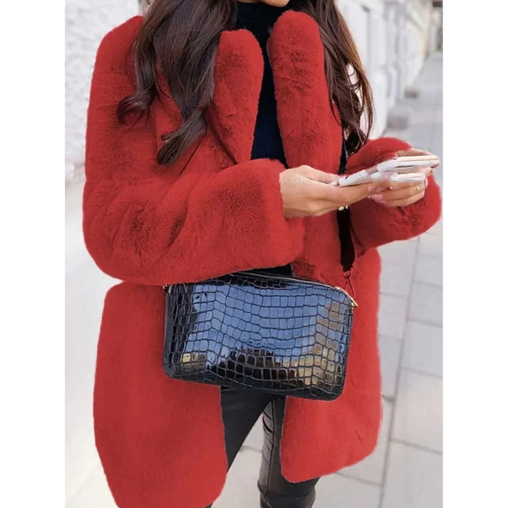 Dorothea | Damen Winterjacke mit Teddy Design und langem Stil