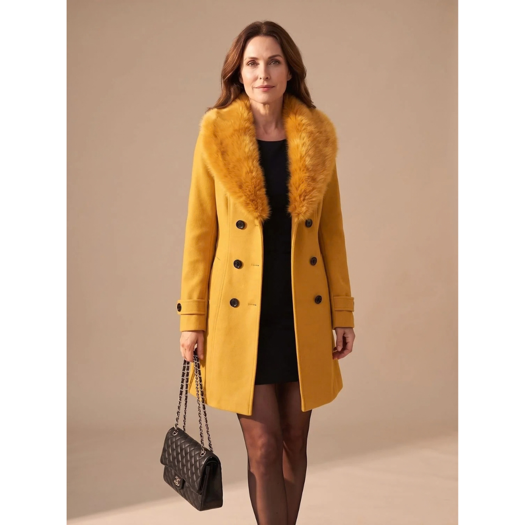 Edda | Damen Winterjacke mit Kunstfell und Knöpfen