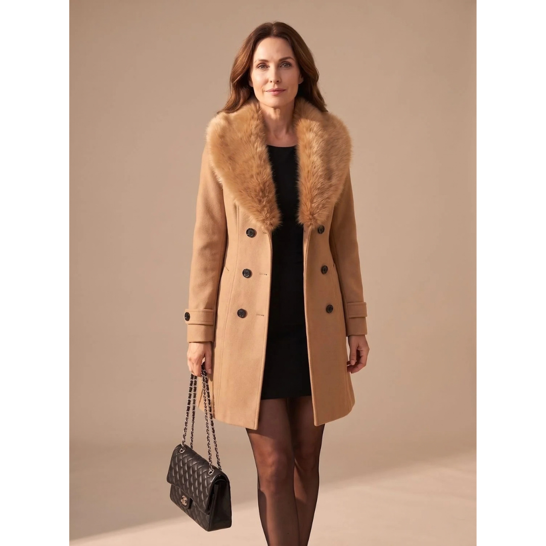 Edda | Damen Winterjacke mit Kunstfell und Knöpfen
