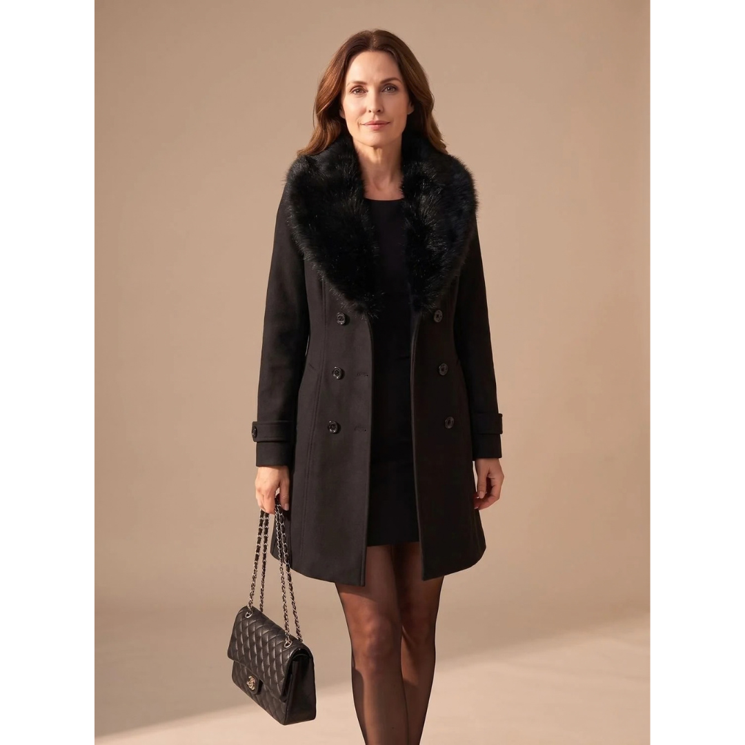 Edda | Damen Winterjacke mit Kunstfell und Knöpfen