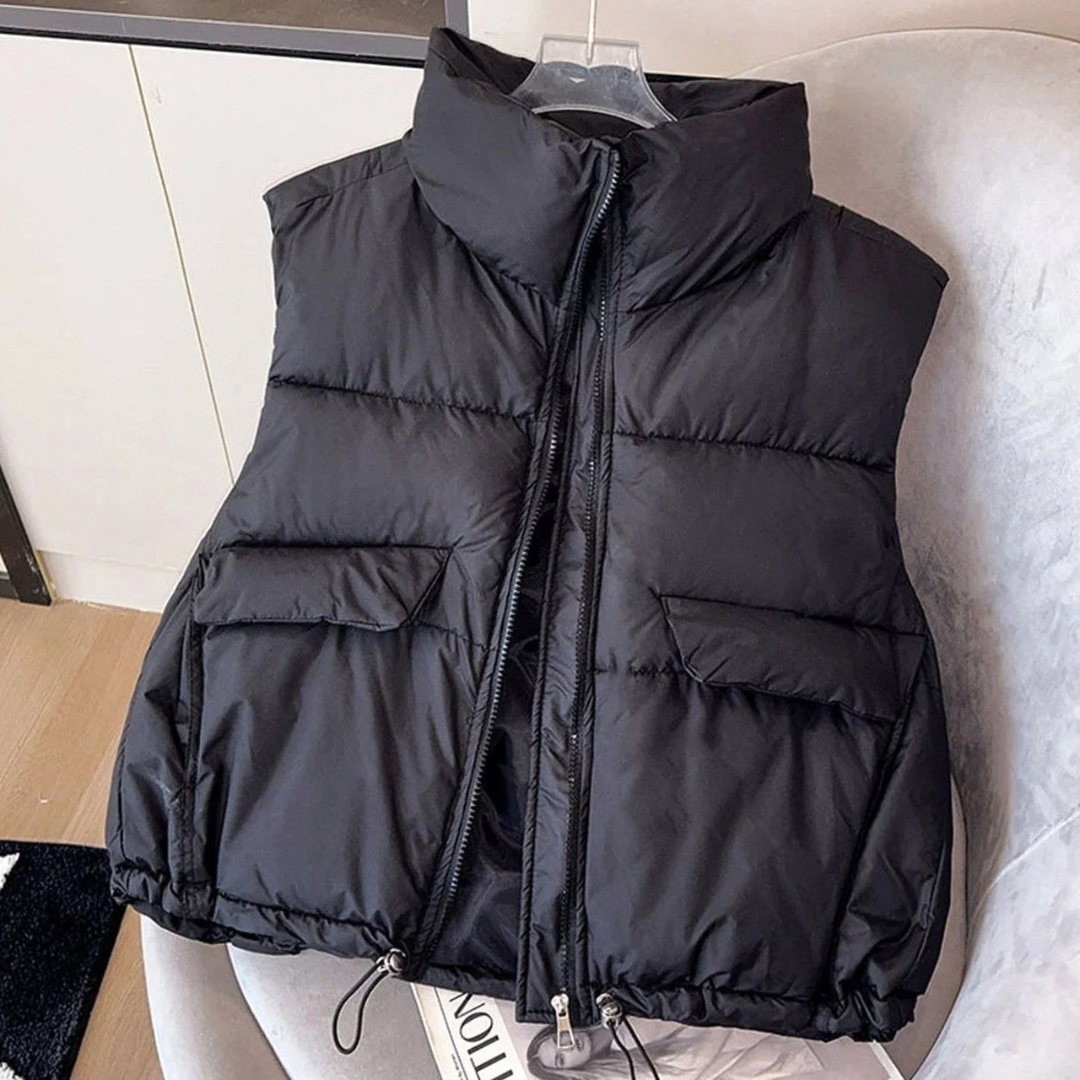 Eleonora | Damen Bodywarmer Steppweste mit Taschen, Reißverschluss und Stehkragen