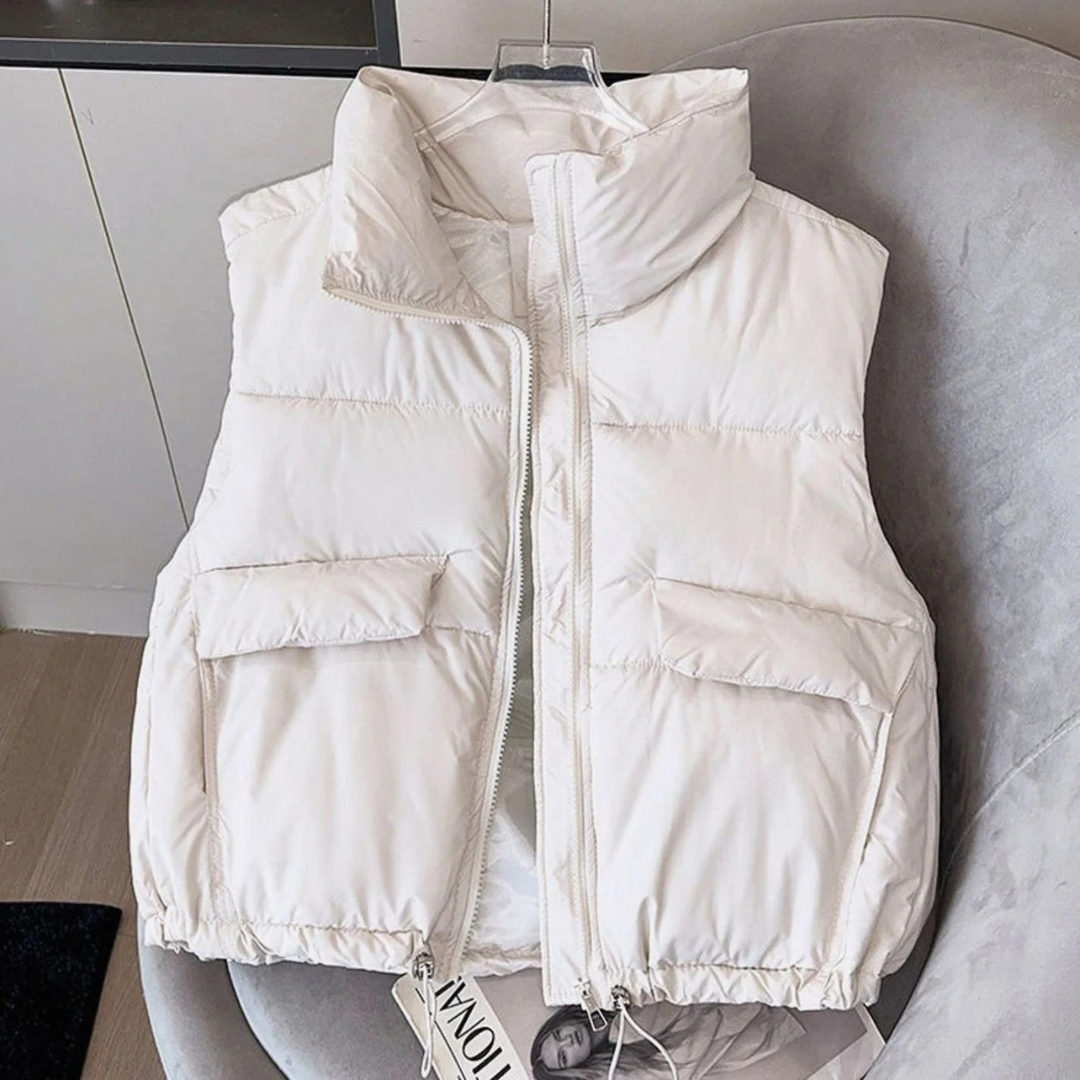 Eleonora | Damen Bodywarmer Steppweste mit Taschen, Reißverschluss und Stehkragen