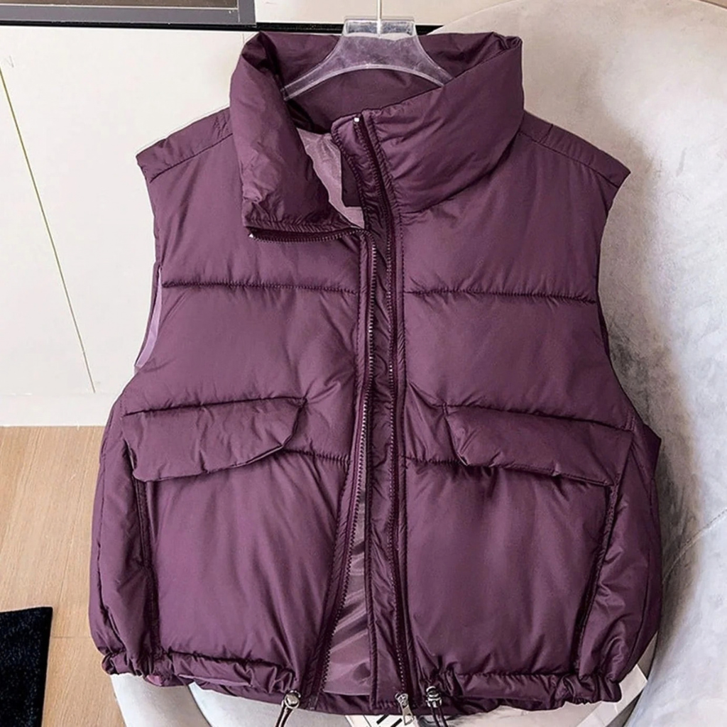 Eleonora | Damen Bodywarmer Steppweste mit Taschen, Reißverschluss und Stehkragen