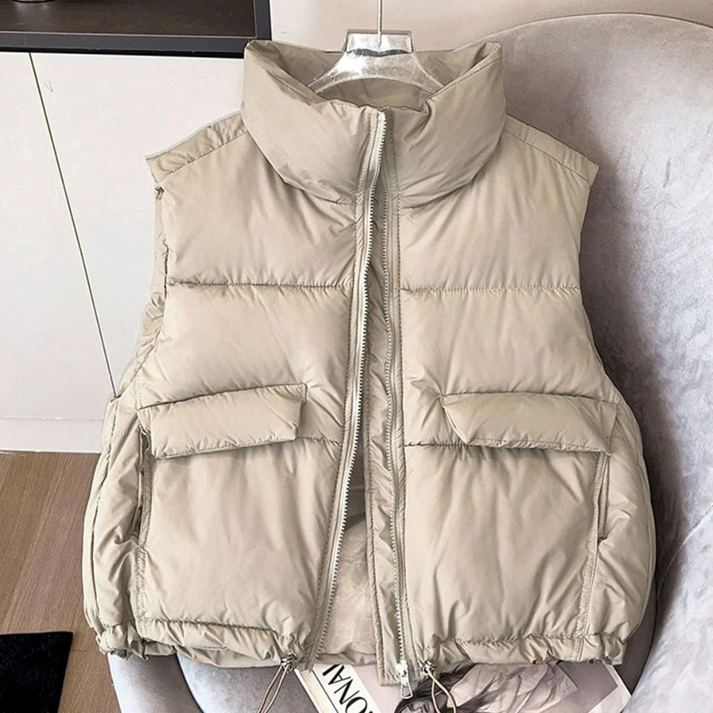 Eleonora | Damen Bodywarmer Steppweste mit Taschen, Reißverschluss und Stehkragen