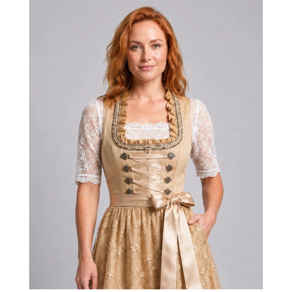 Elsa | Damen Beiges Traditionelles Trachtenkleid