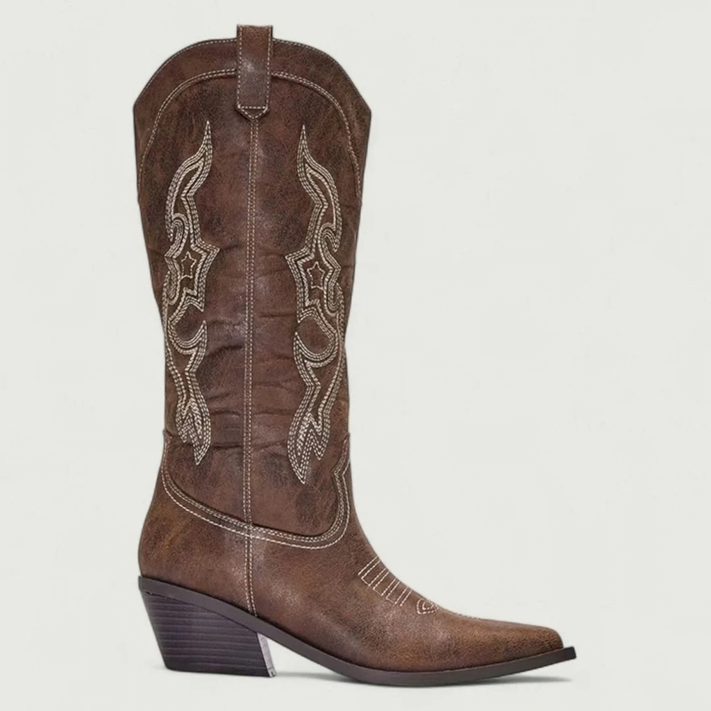 Elvira | Damen Stiefel mit Western Design und spitzer Form