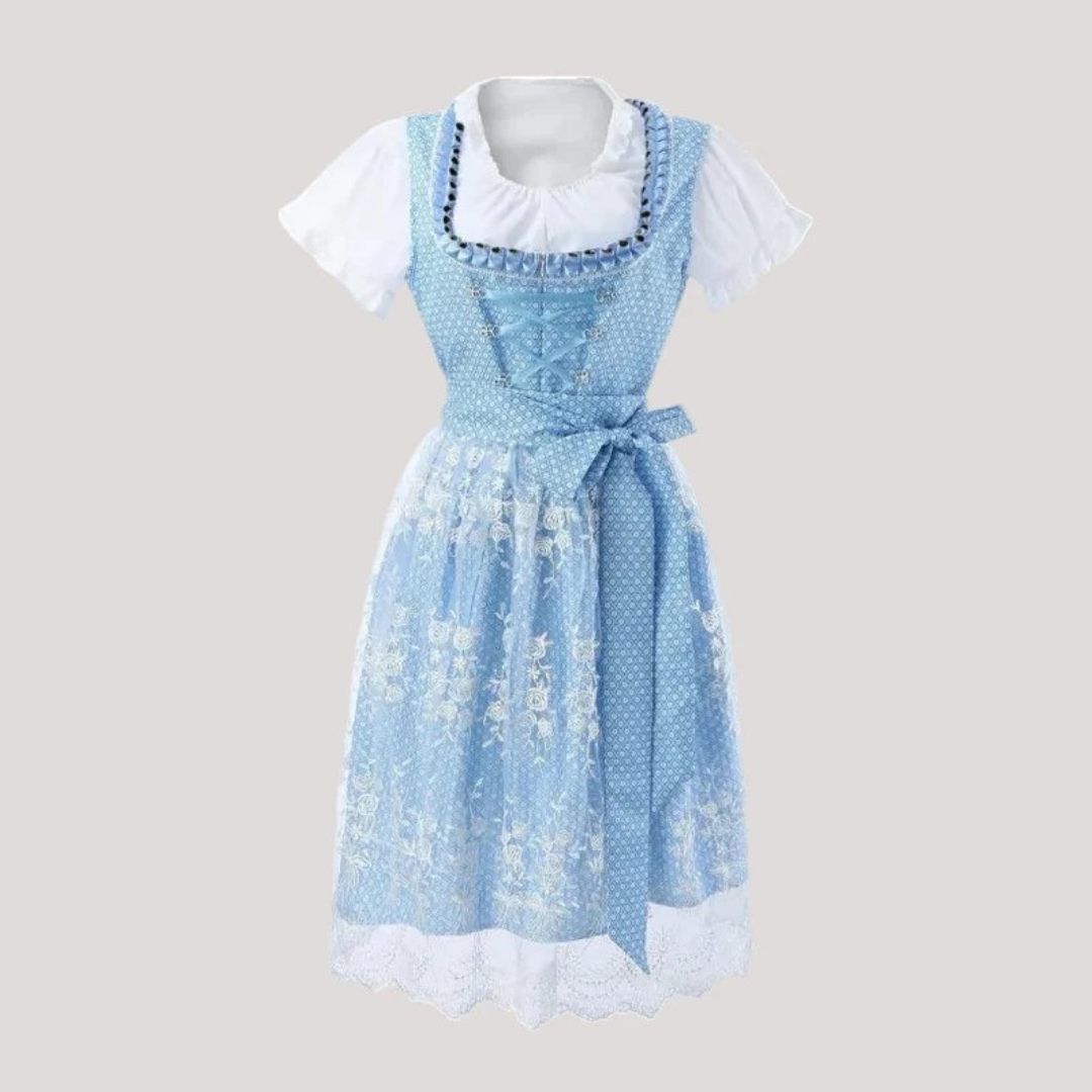 Emilia | Damen Blaues Oktoberfest Dirndl Im Landhausstil