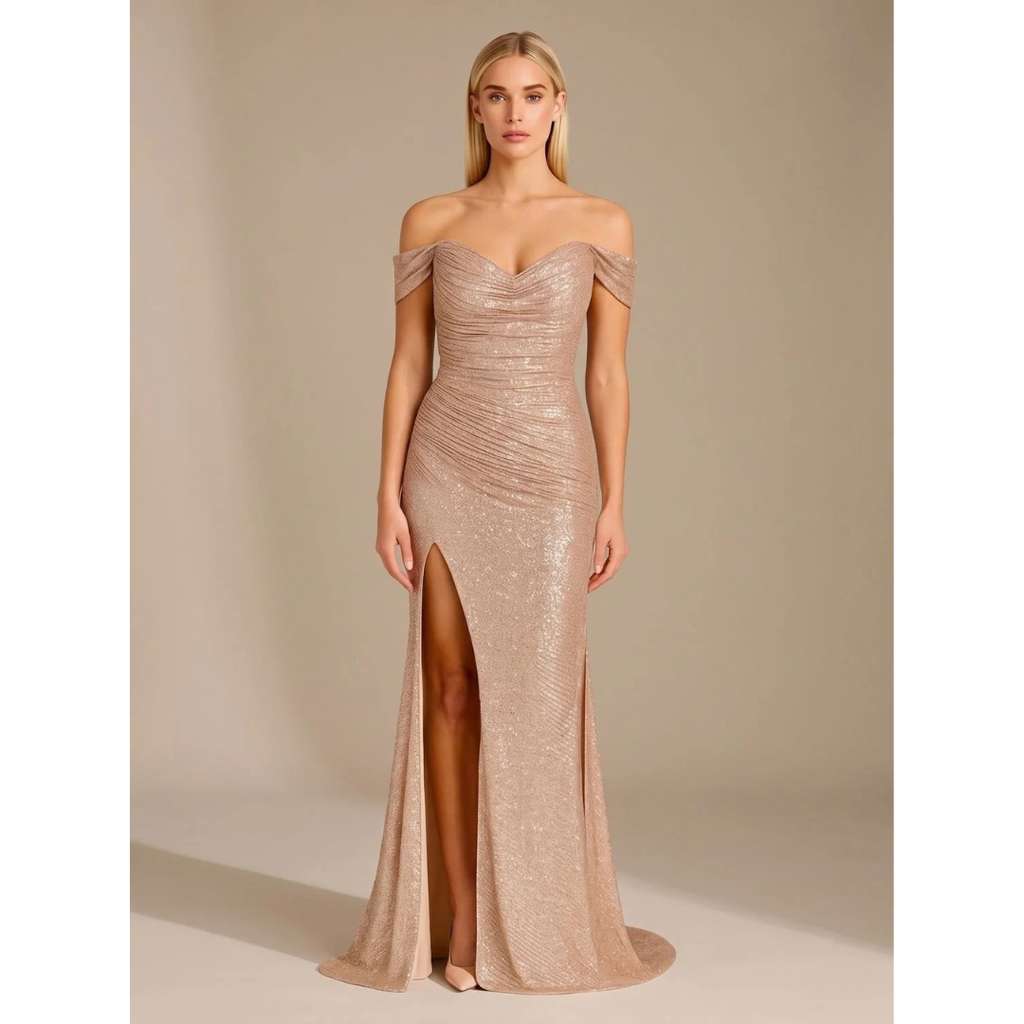 Emma | Damen Maxi Kleid mit Pailletten und Meerjungfrau Design