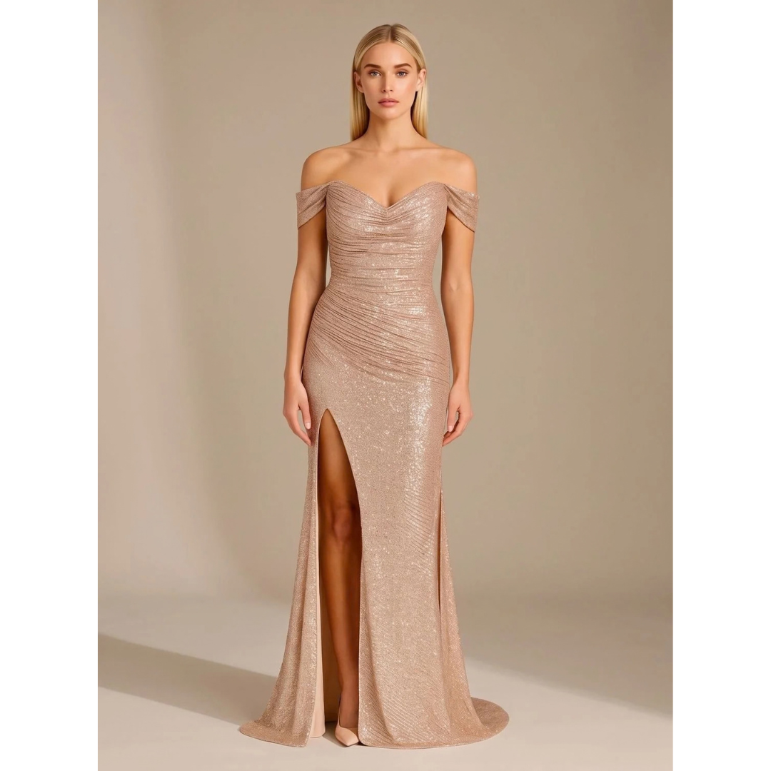 Emma | Damen Maxi Kleid mit Pailletten und Meerjungfrau Design