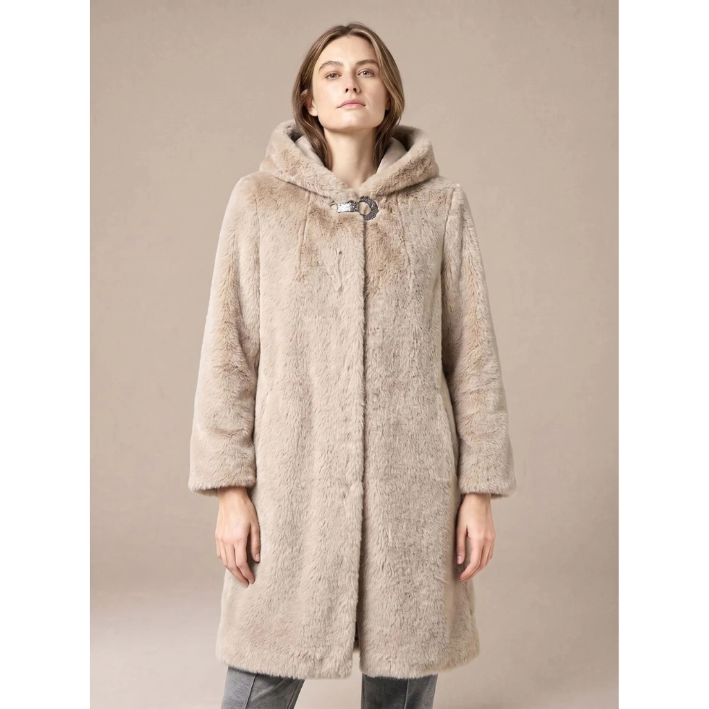 Erna | Damen Winterjacke mit Kunstpelz und Kapuze